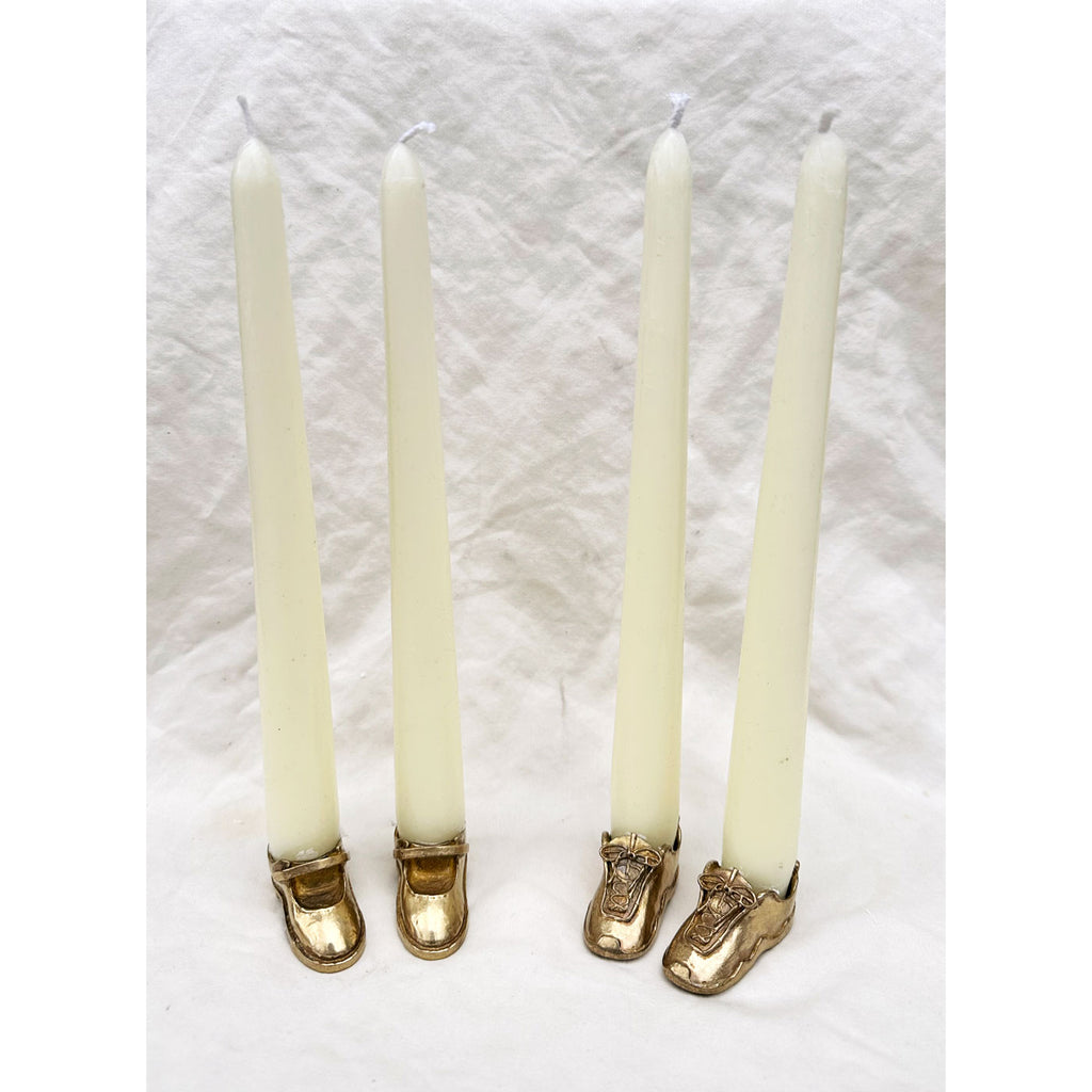 Pair of Solid Brass Maryjane Candle Holders