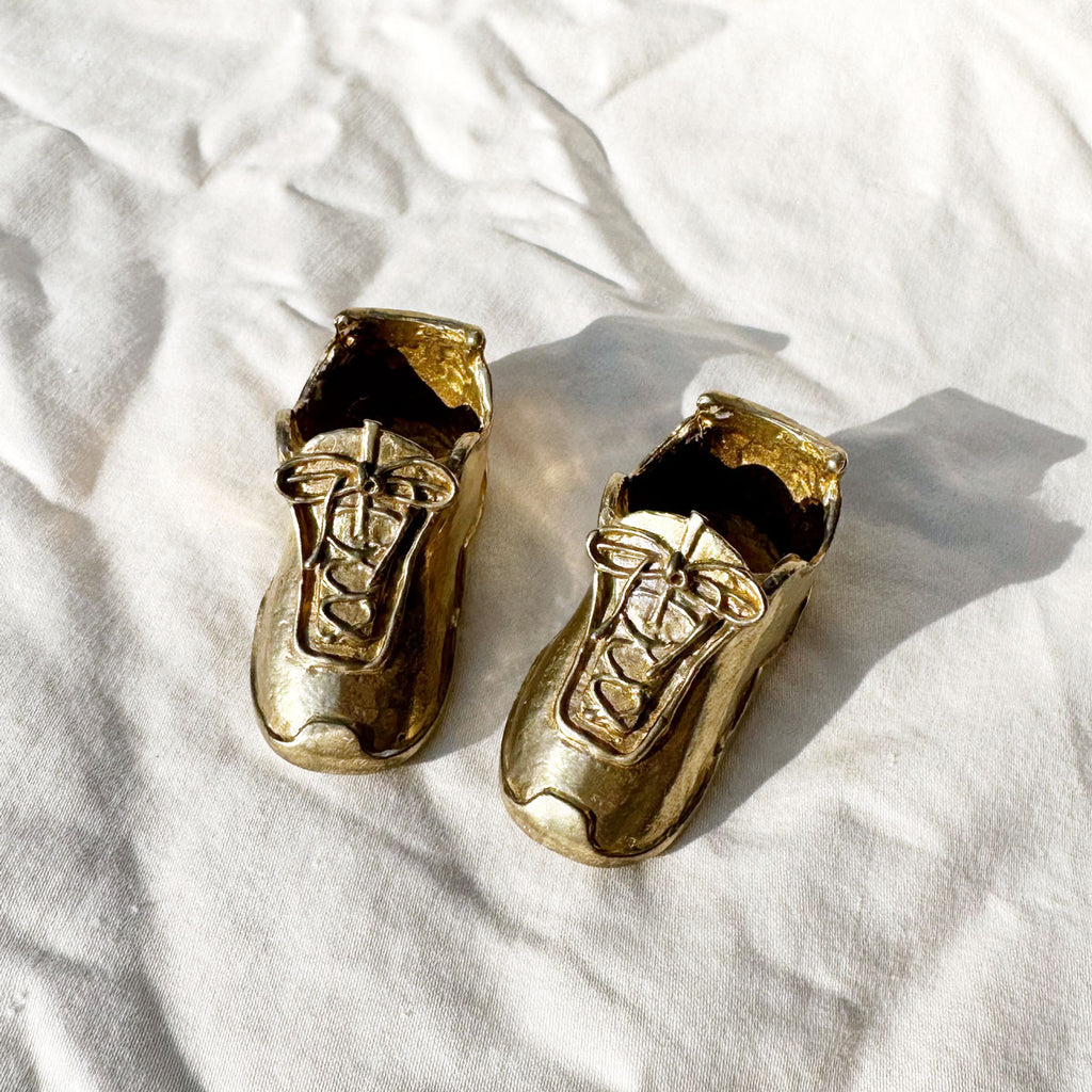 Pair of Solid Brass Sneakers Candle Holders