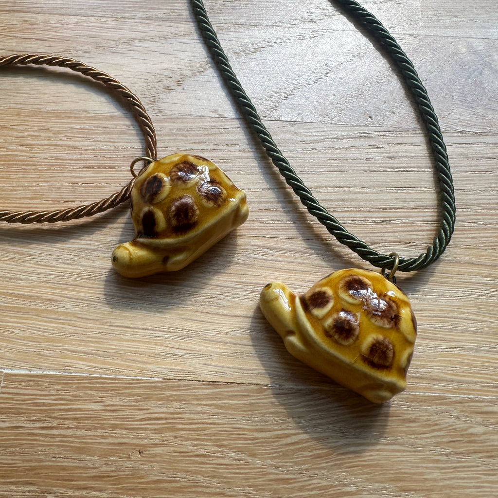 Ceramic Snail or Turtle Charm Necklace