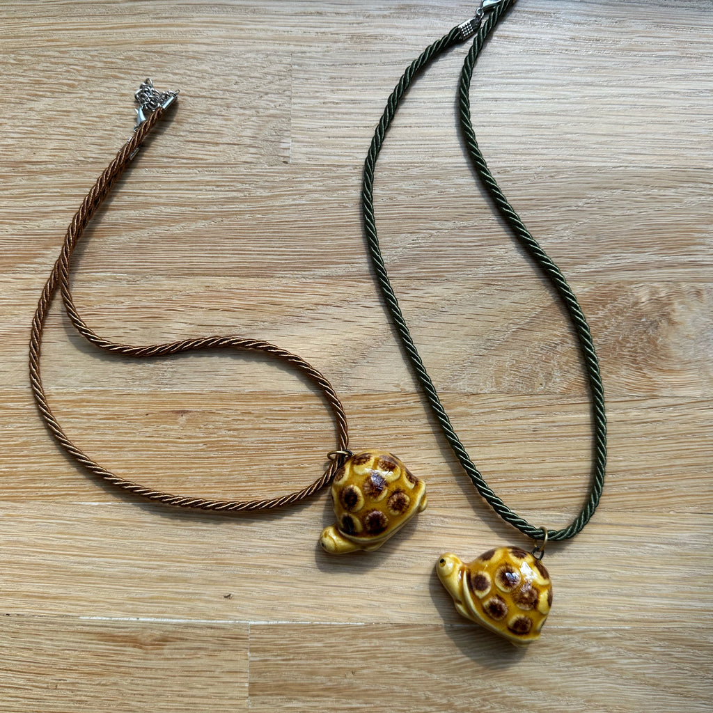 Ceramic Snail or Turtle Charm Necklace