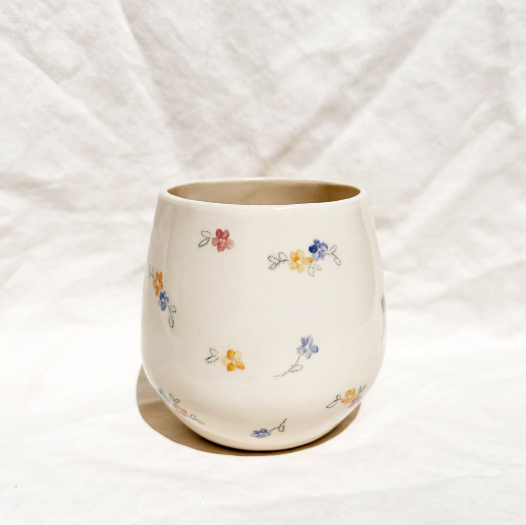 Floral Ceramic Wine Cup
