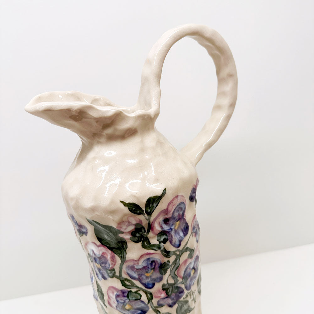 Purple Pansy Pitcher / Vase