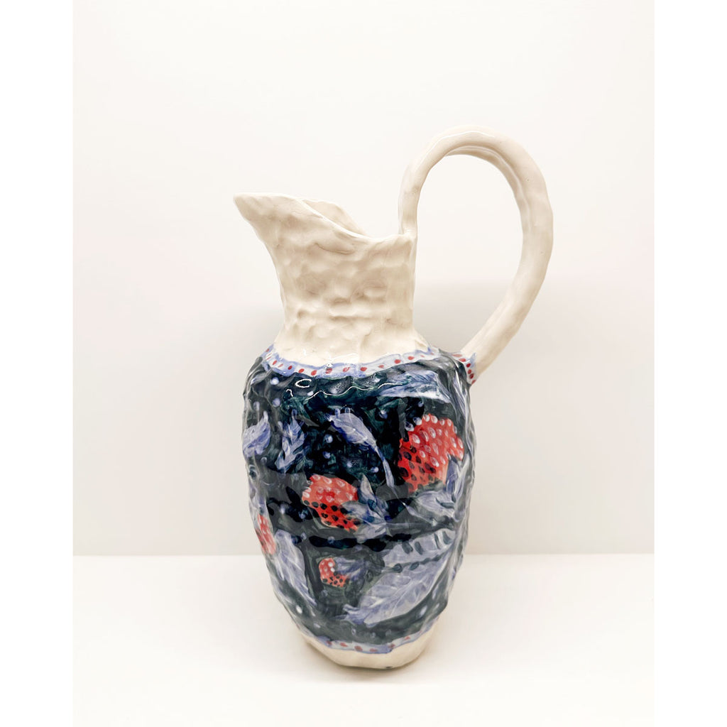 Blue Belly Strawberry Pitcher / Vase