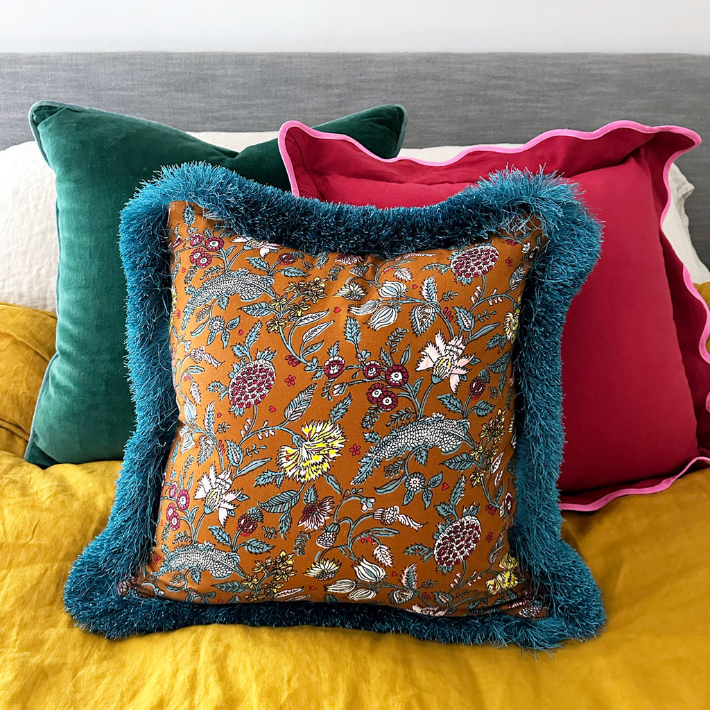 Yadira Fringe Blockprint Pillow (with insert)