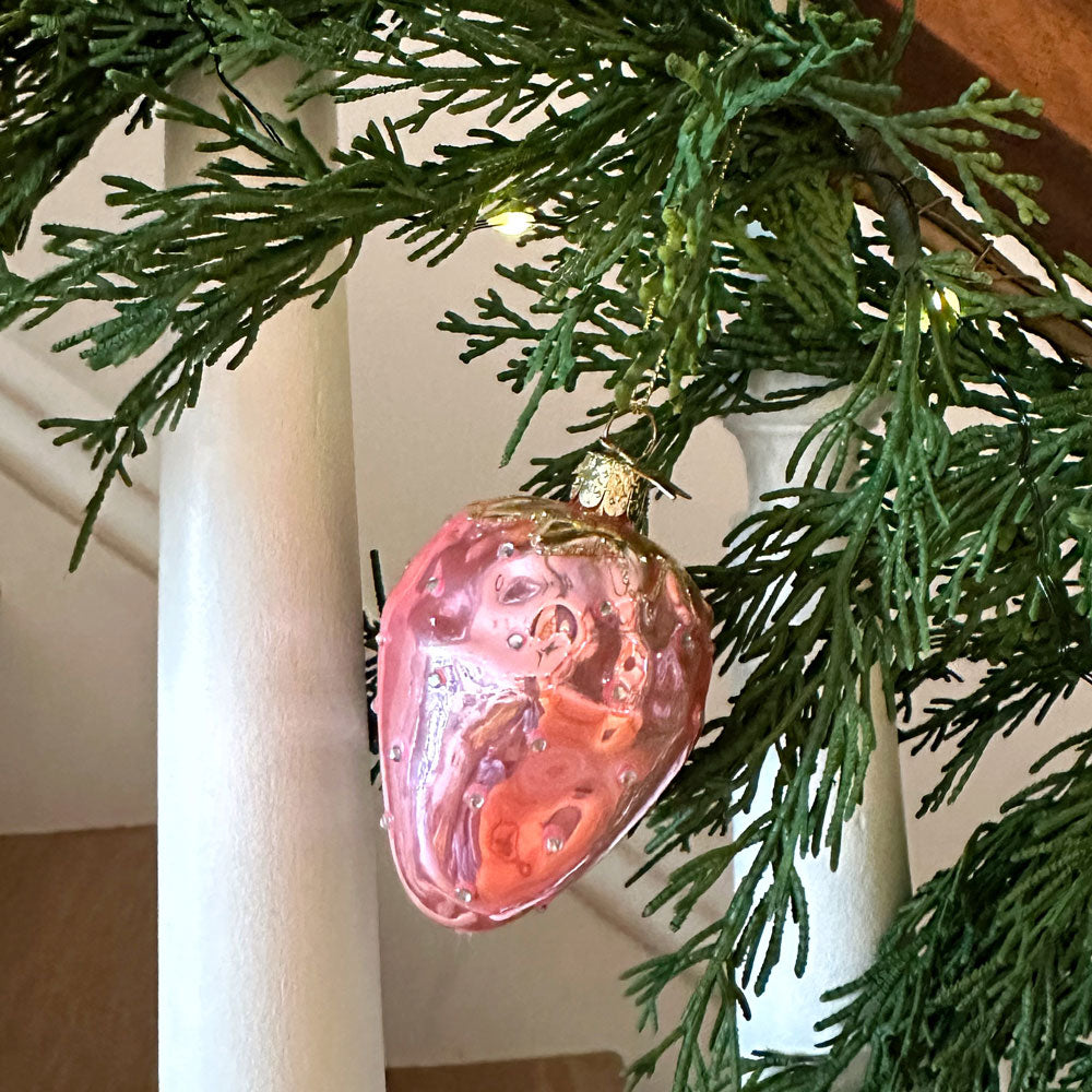 Glass Strawberry Ornament