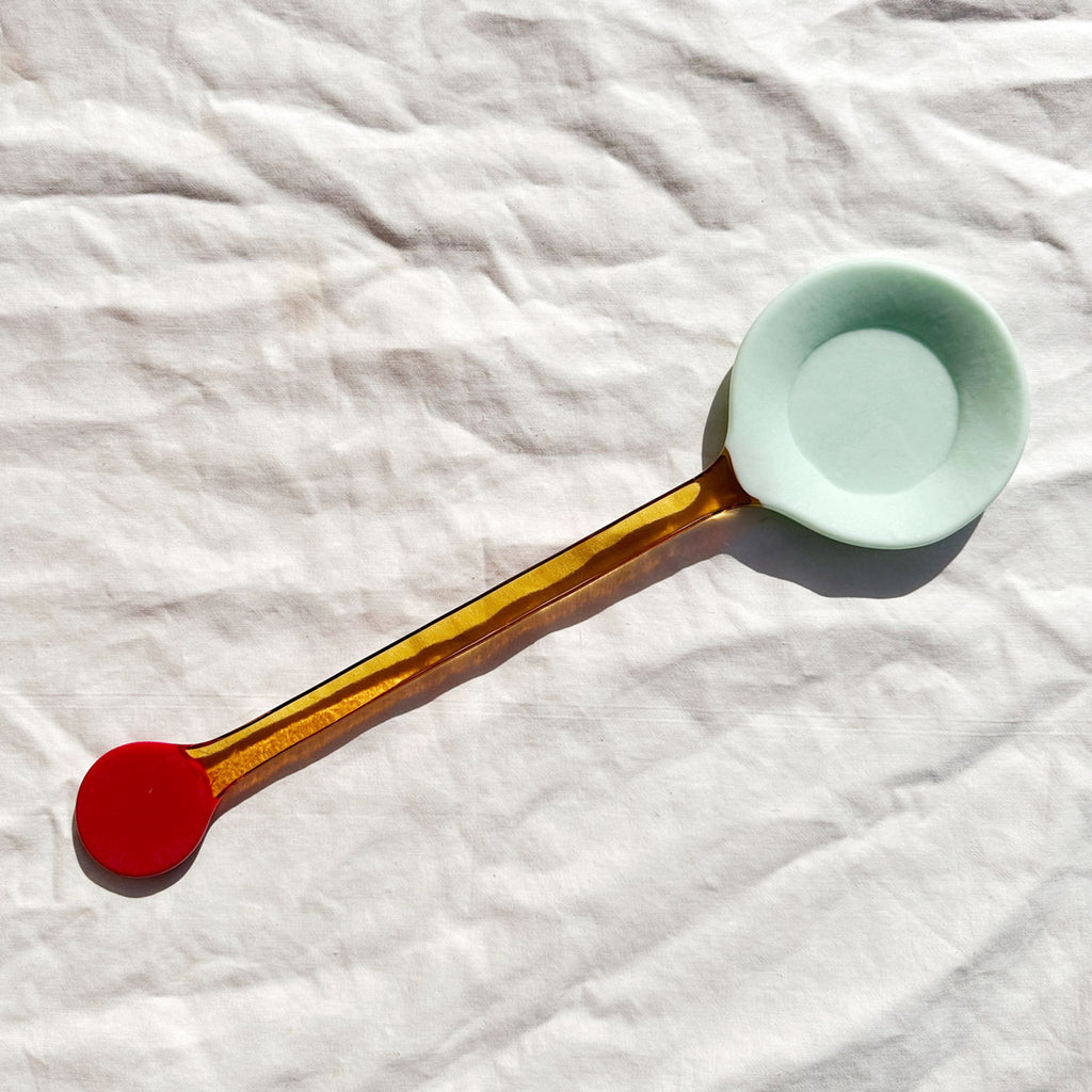 Color Block Glass Serving Spoon