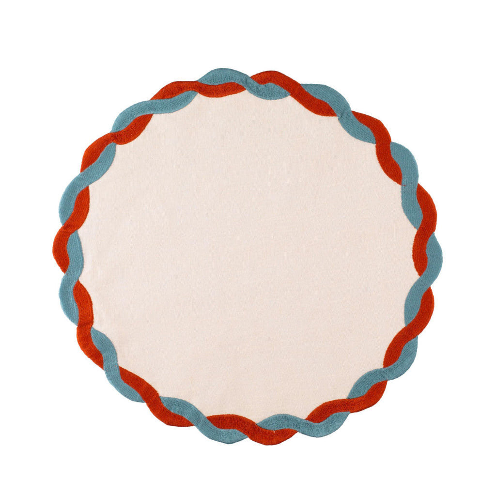 Braided Linen Embroidered Placemats, Set of 4