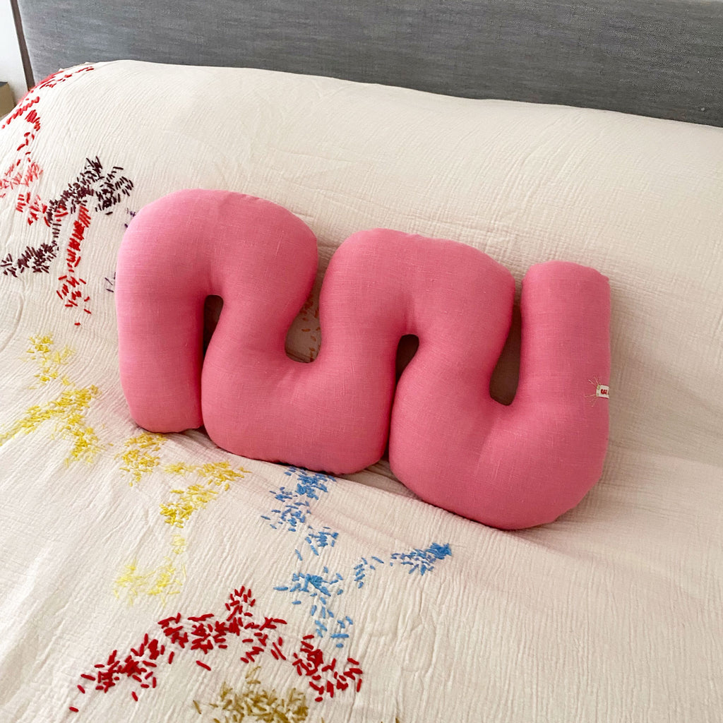 Pink Peony Squiggle Pillow
