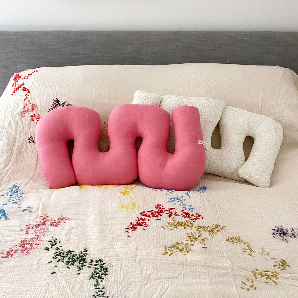 Pink Peony Squiggle Pillow