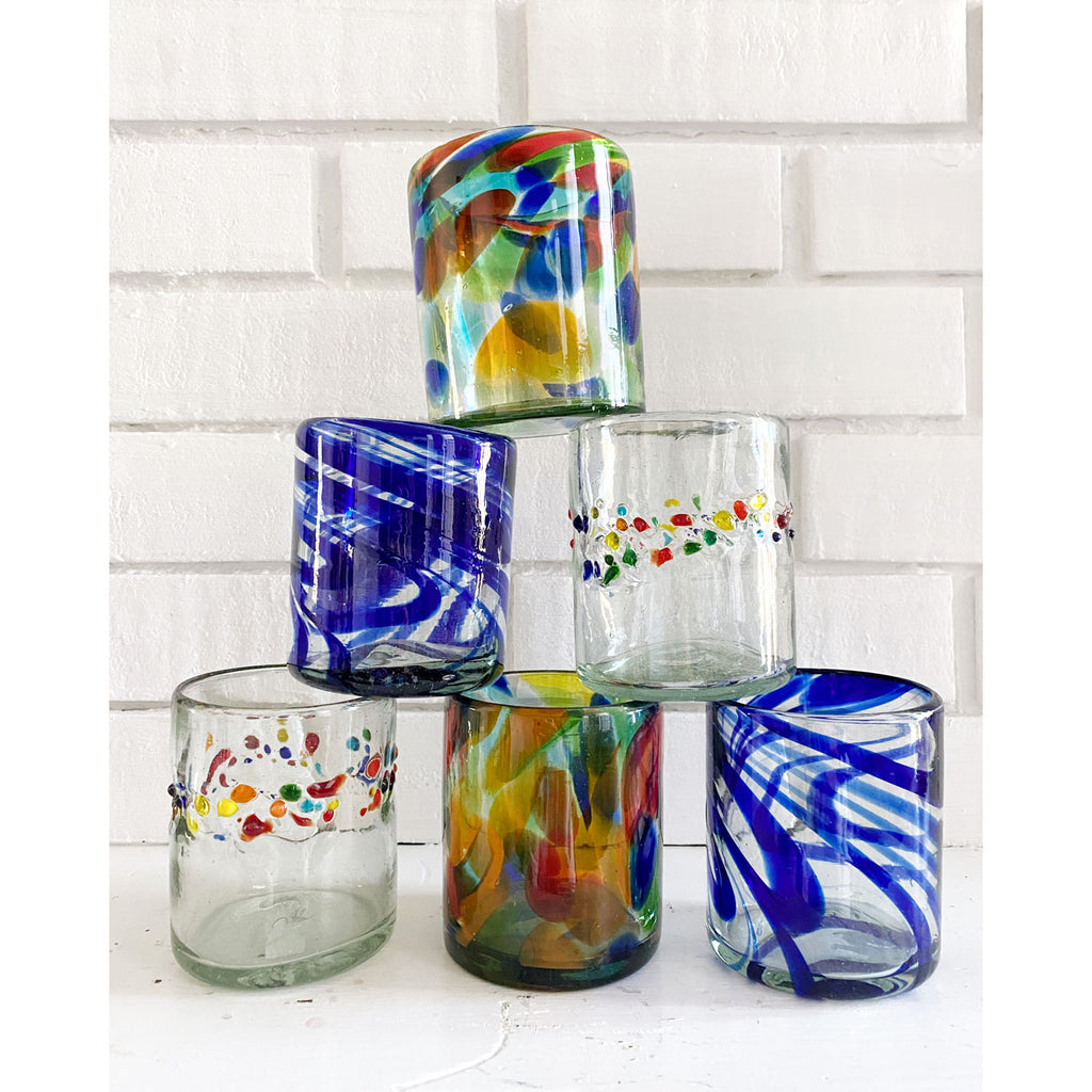 Rainbow Confetti Short Tumbler Glass