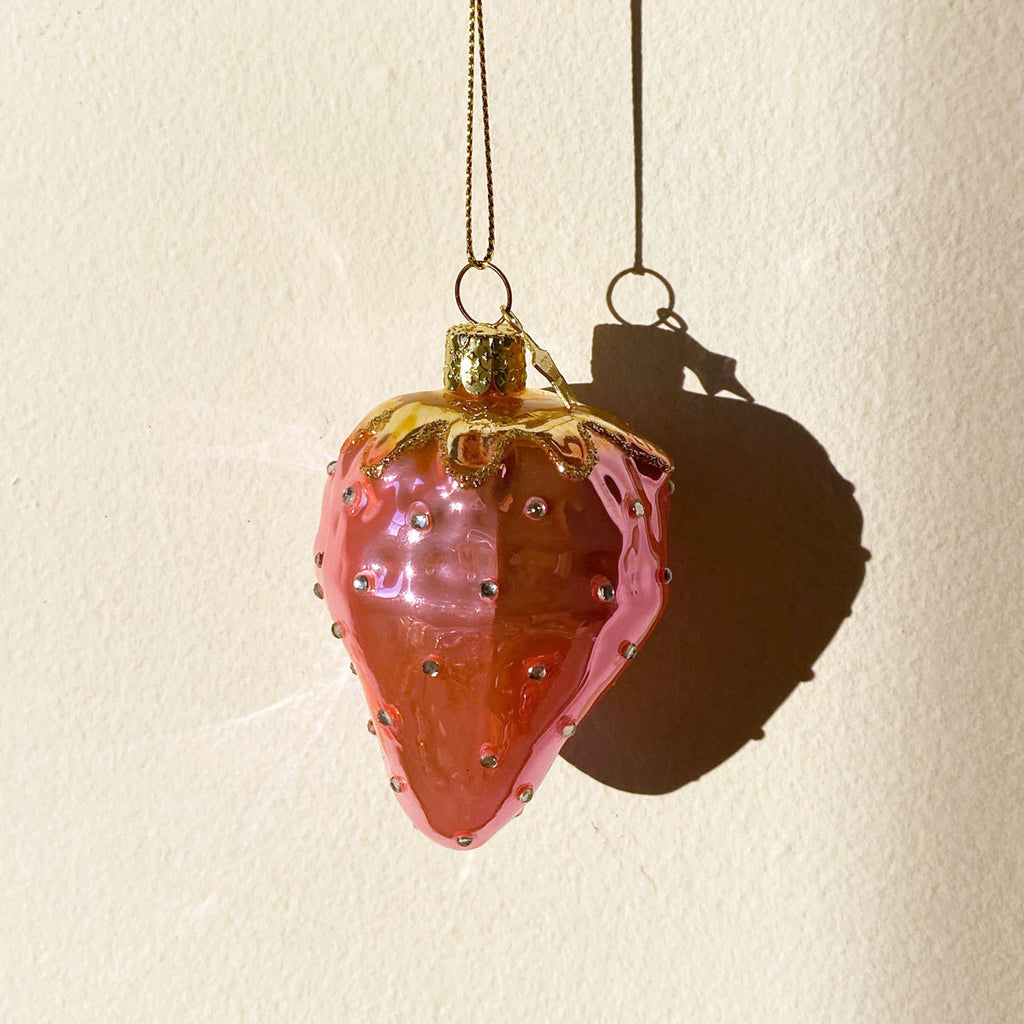 Glass Strawberry Ornament