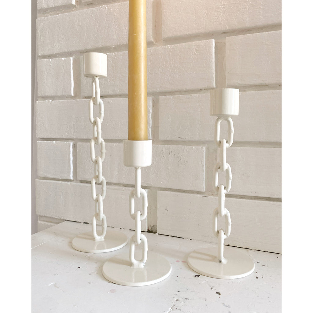 Cream Chainlink Candlestick Holder