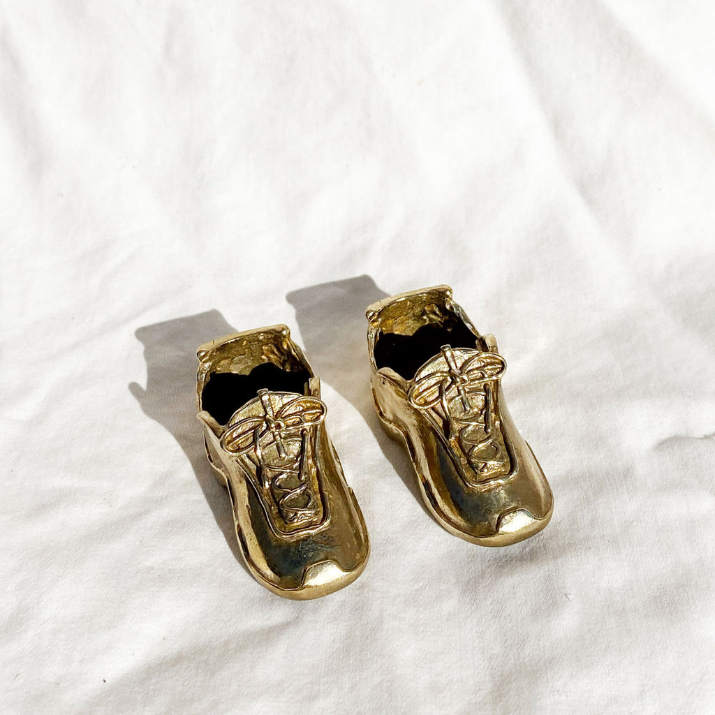 Pair of Solid Brass Sneakers Candle Holders